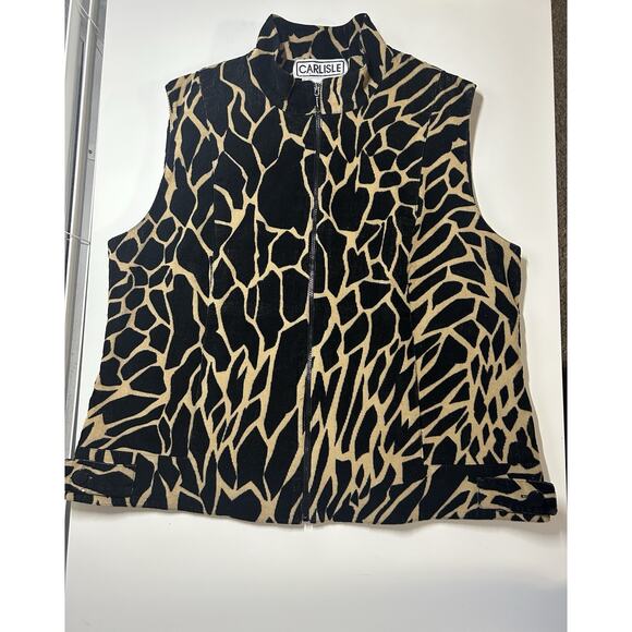 Carlisle Giraffe Print Corduroy Zip Vest (US 12) - Picture 1 of 12